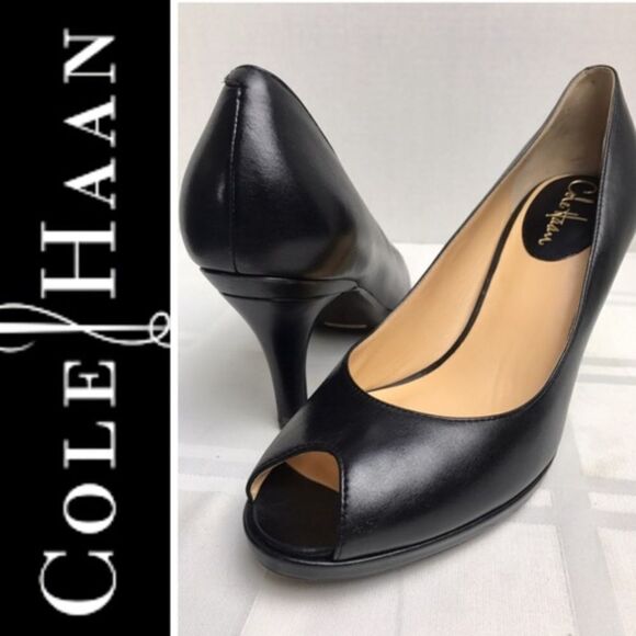 Coke Haan Nike Air style black open toe heels - Picture 2 of 10